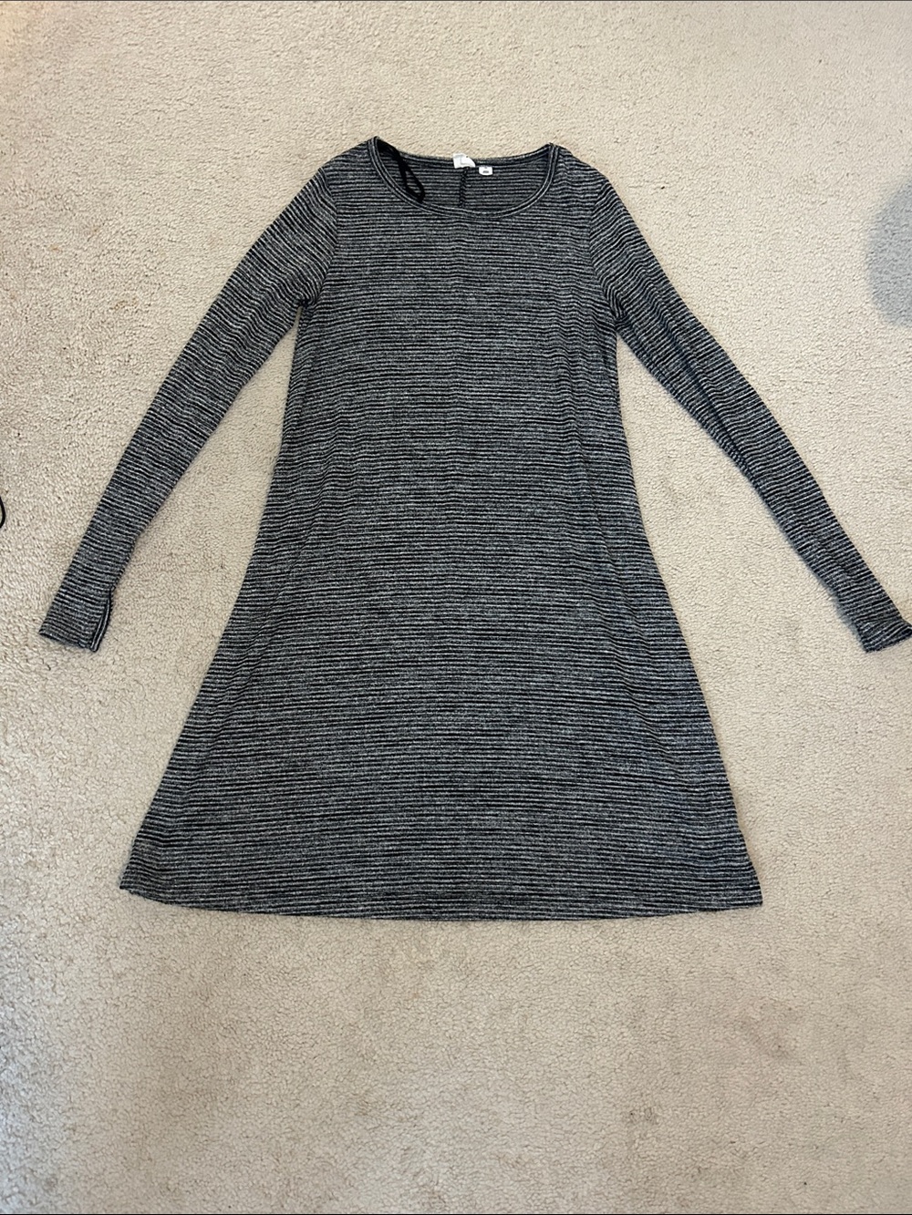 Gap Striped Long Sleeve A-Line Dress in Black & Gray Sz xs